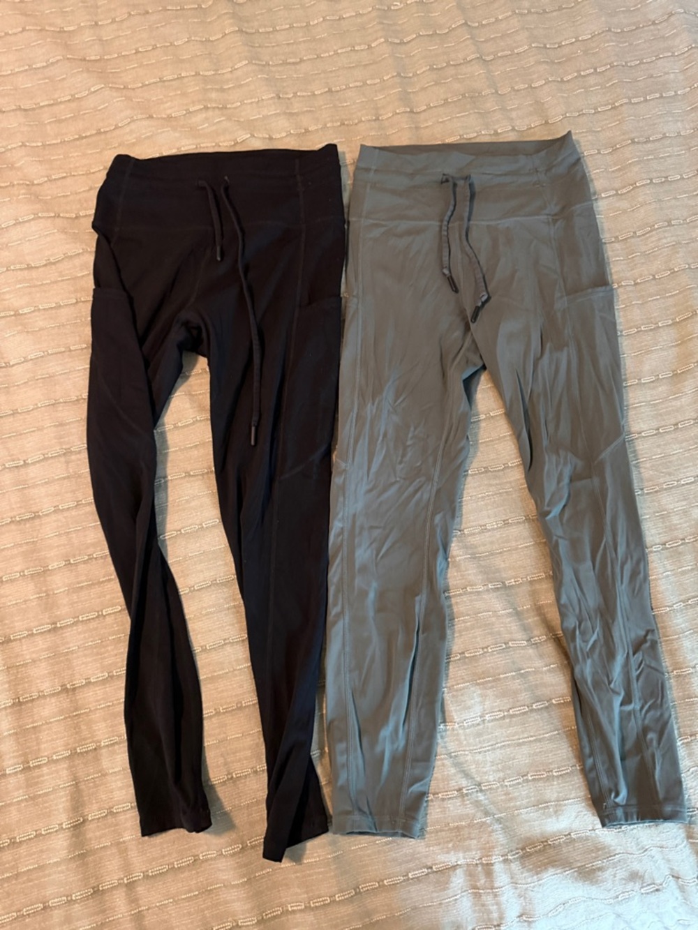 ZYIA Pocket Drawstring Luxe Leggings - Sage and Black